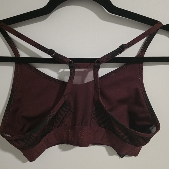 PINK Victoria's Secret Burgundy and Black Plaid Sports Bra - Picture 5 of 6